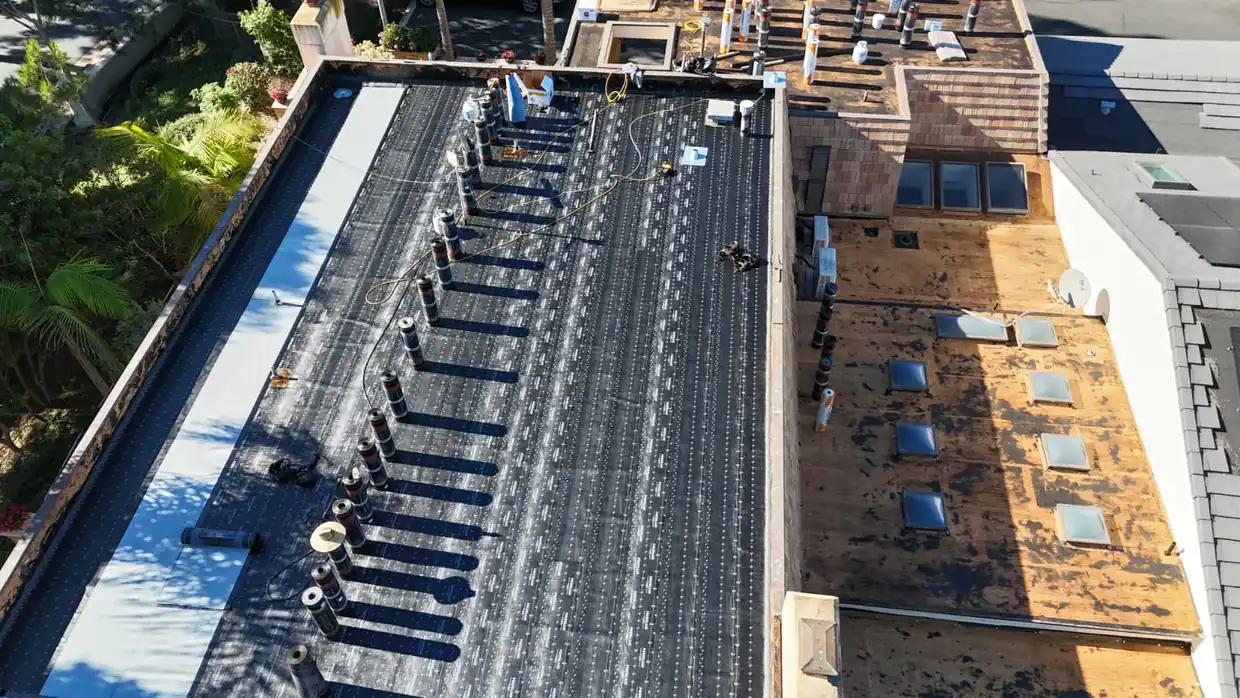 Commercial roofing project in progress