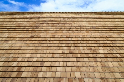 Example of a wood shake roofing surface